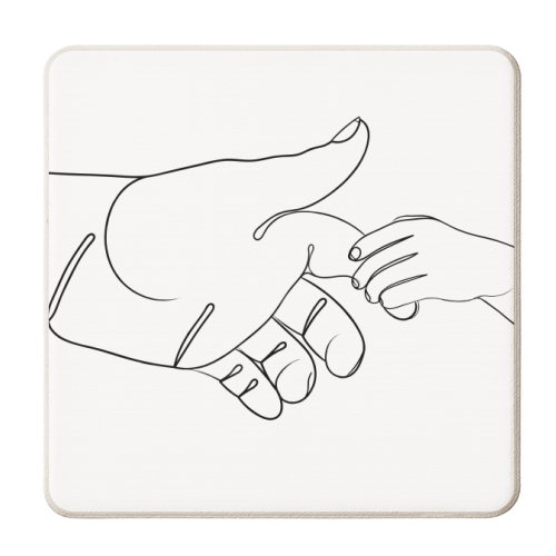 Child Holding Father's Finger Line Drawing - personalised beer coaster by Adam Regester