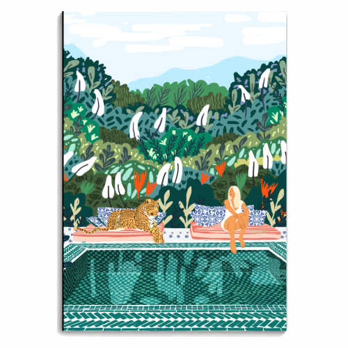 Chilling by the pool with my leopard - personalised A4, A5, A6 notebook by Uma Prabhakar Gokhale