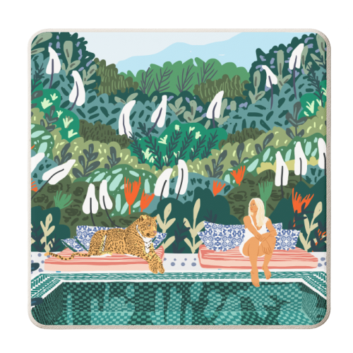Chilling by the pool with my leopard - personalised beer coaster by Uma Prabhakar Gokhale