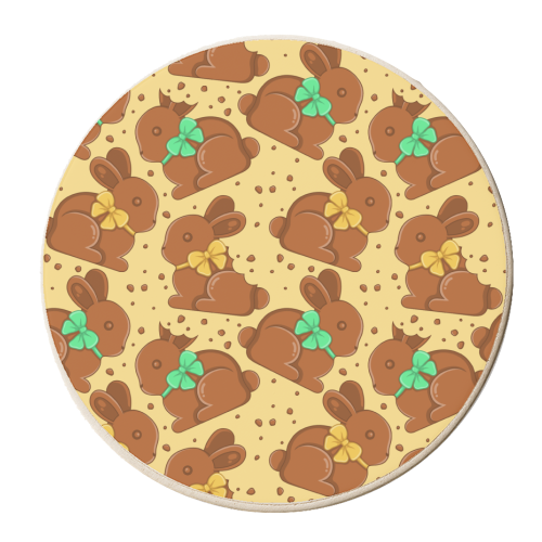 Chocolate Bunnies - Easter Pattern - personalised beer coaster by Amy Farmer