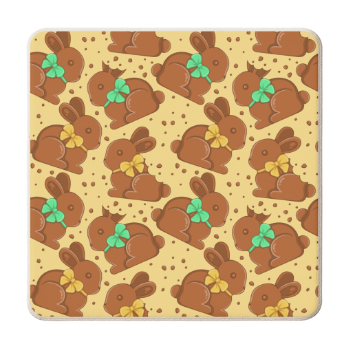 Chocolate Bunnies - Easter Pattern - personalised beer coaster by Amy Farmer