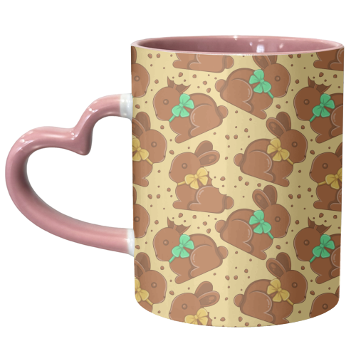 Chocolate Bunnies - Easter Pattern - unique mug by Amy Farmer