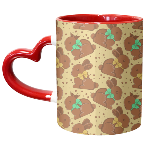 Chocolate Bunnies - Easter Pattern - unique mug by Amy Farmer