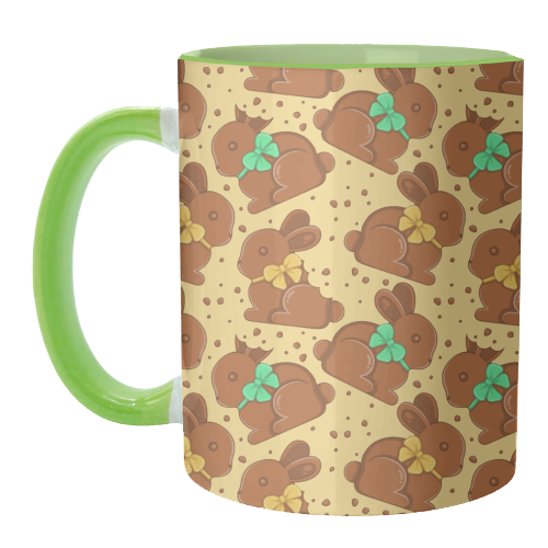 Chocolate Bunnies - Easter Pattern - unique mug by Amy Farmer