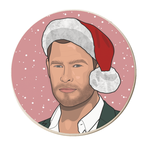 Chris Hemsworth CHRISmas print - personalised beer coaster by The Girl Next Draw