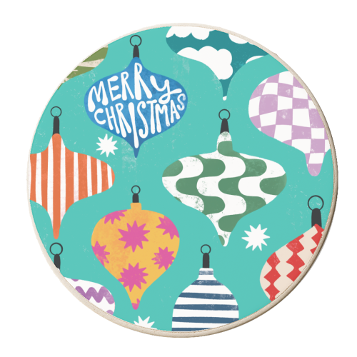 Christmas Baubles Bold Design - personalised beer coaster by AbiGoLucky