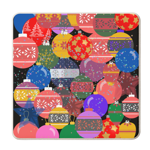 Christmas Baubles - personalised beer coaster by Riad Mannan
