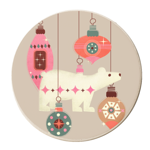 Christmas Baubles With A Polar Bear - personalised beer coaster by Ania Wieclaw
