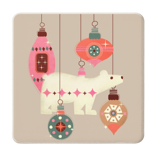 Christmas Baubles With A Polar Bear - personalised beer coaster by Ania Wieclaw