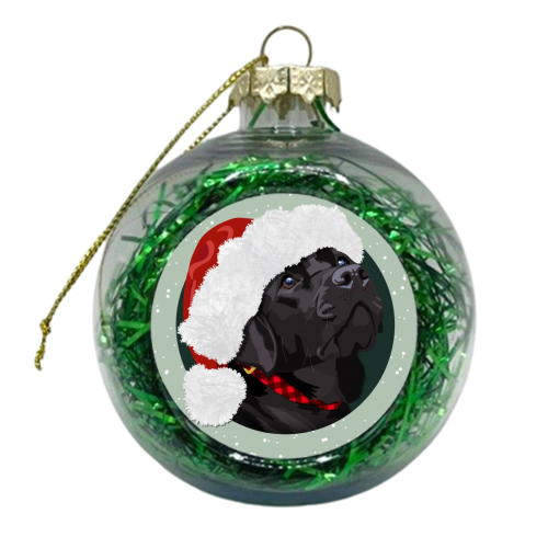 Christmas black Labrador print - xmas bauble by The Girl Next Draw