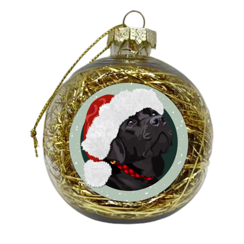 Christmas black Labrador print - xmas bauble by The Girl Next Draw