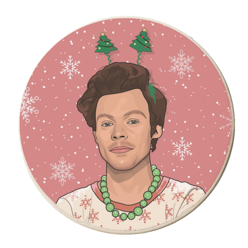Christmas boppers Harry snow print - personalised beer coaster by The Girl Next Draw