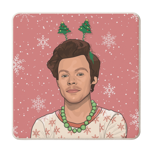Christmas boppers Harry snow print - personalised beer coaster by The Girl Next Draw