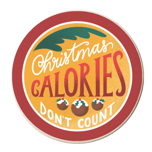 Christmas Calories Funny Xmas Festive Food Giftware - personalised beer coaster by AbiGoLucky