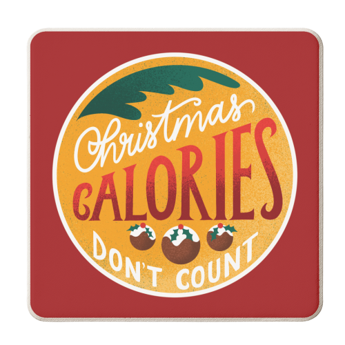 Christmas Calories Funny Xmas Festive Food Giftware - personalised beer coaster by AbiGoLucky