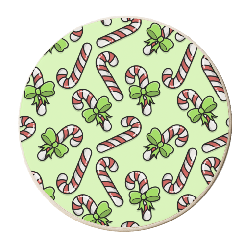 Christmas Candy Canes Pattern - personalised beer coaster by Amy Farmer