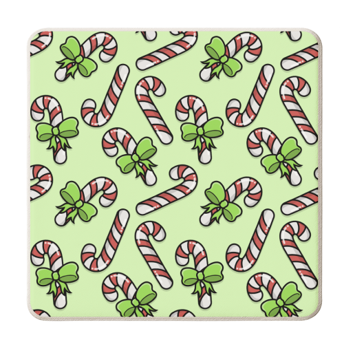 Christmas Candy Canes Pattern - personalised beer coaster by Amy Farmer
