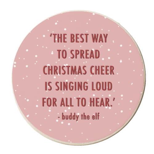 Christmas cheer buddy the elf quote - personalised beer coaster by The Girl Next Draw