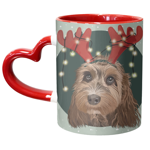 Christmas cockapoo print - unique mug by The Girl Next Draw