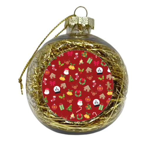 Christmas Collage Red - xmas bauble by Riad Mannan