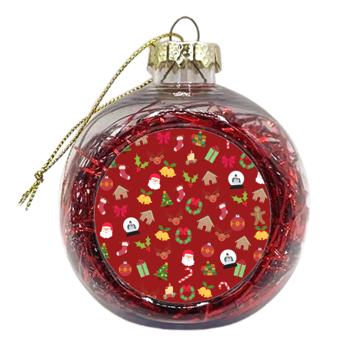 Christmas Collage Red - xmas bauble by Riad Mannan
