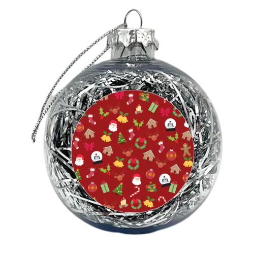 Christmas Collage Red - xmas bauble by Riad Mannan