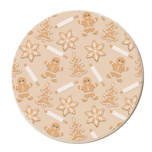 Christmas Cookies Pattern - personalised beer coaster by Amy Farmer