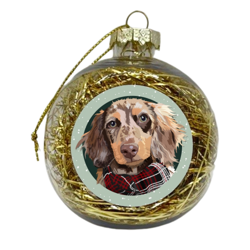 Christmas dachshund print - xmas bauble by The Girl Next Draw