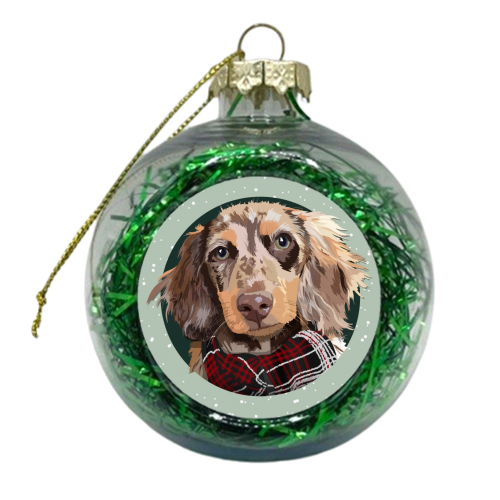 Christmas dachshund print - xmas bauble by The Girl Next Draw