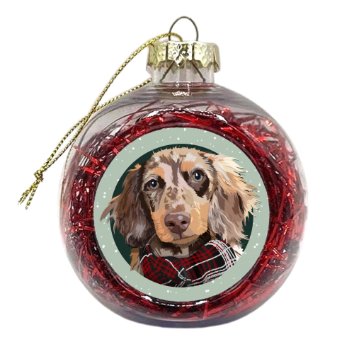Christmas dachshund print - xmas bauble by The Girl Next Draw