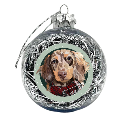 Christmas dachshund print - xmas bauble by The Girl Next Draw