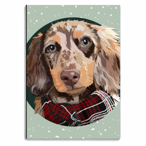 Christmas dachshund print - personalised A4, A5, A6 notebook by The Girl Next Draw