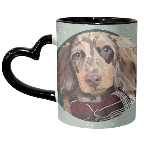 Christmas dachshund print - unique mug by The Girl Next Draw