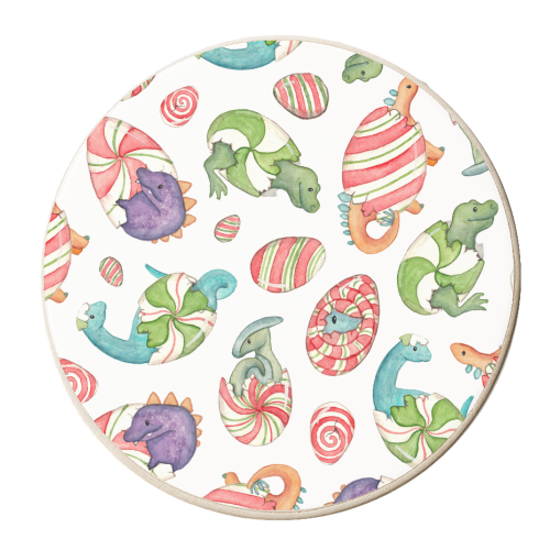 Christmas Dinosaur Humbug Eggs - personalised beer coaster by elena o'neill