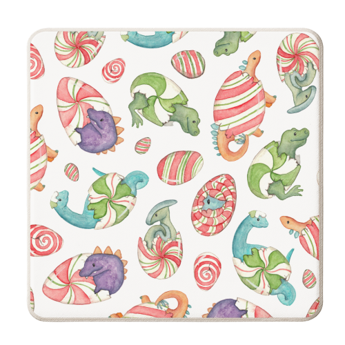 Christmas Dinosaur Humbug Eggs - personalised beer coaster by elena o'neill