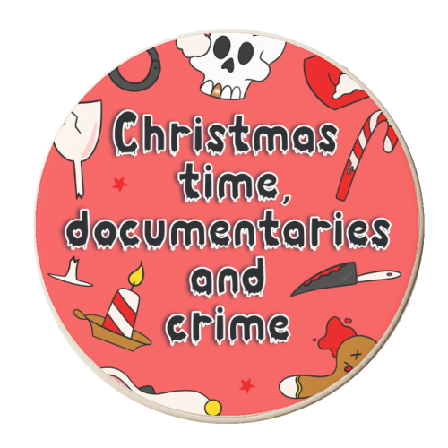 Christmas documentaries and crime - personalised beer coaster by Lisa Wardle