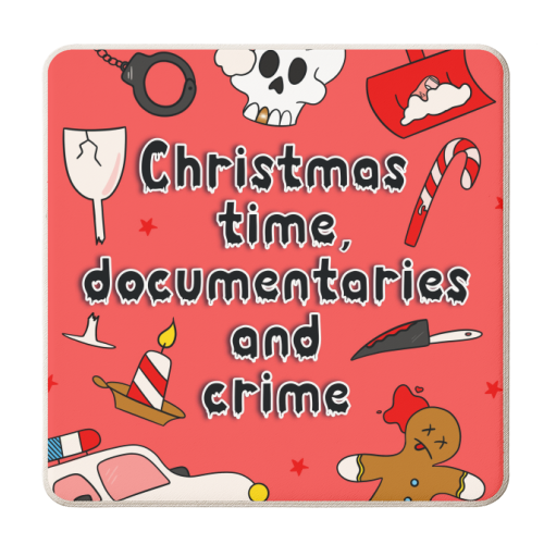Christmas documentaries and crime - personalised beer coaster by Lisa Wardle