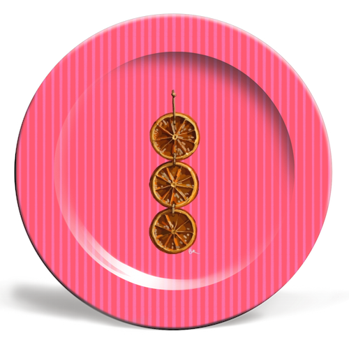 Christmas Dried Oranges - ceramic dinner plate by Beverley Rae