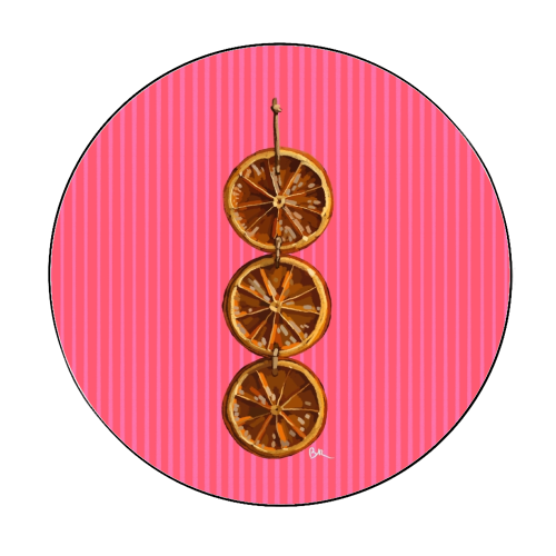 Christmas Dried Oranges - Circle Sticker by Beverley Rae