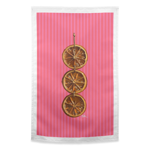 Christmas Dried Oranges - funny tea towel by Beverley Rae