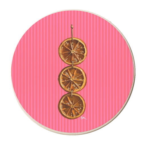 Christmas Dried Oranges - personalised beer coaster by Beverley Rae