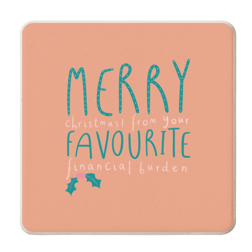 Christmas Financial Burden - personalised beer coaster by Alice Palazon