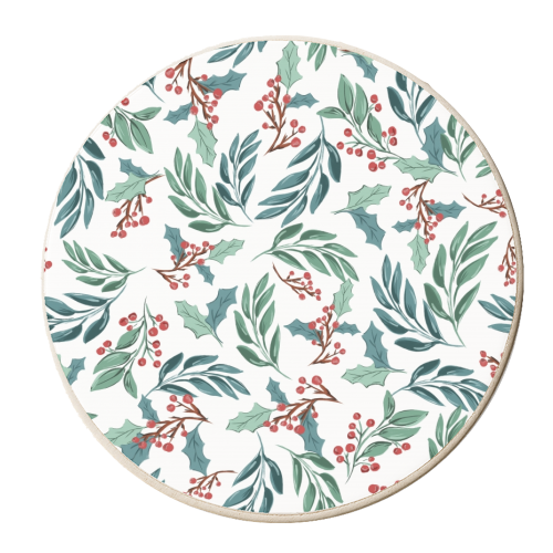 Christmas Florals - personalised beer coaster by Mukta Lata Barua