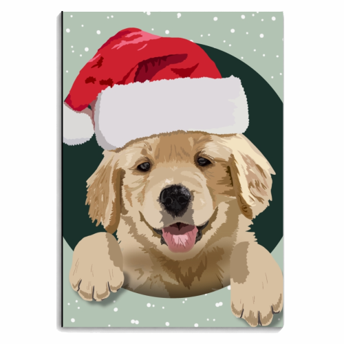 Christmas golden Retriever puppy print - personalised A4, A5, A6 notebook by The Girl Next Draw