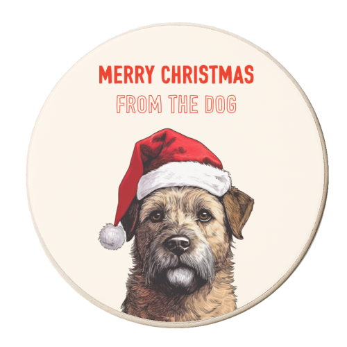 Christmas Greeting From The Border Terrier Dog - personalised beer coaster by Adam Regester