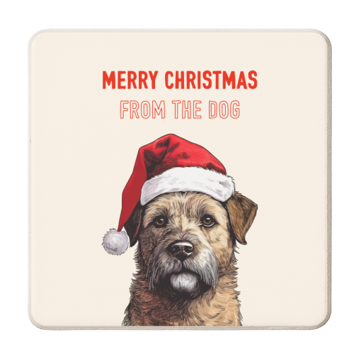 Christmas Greeting From The Border Terrier Dog - personalised beer coaster by Adam Regester