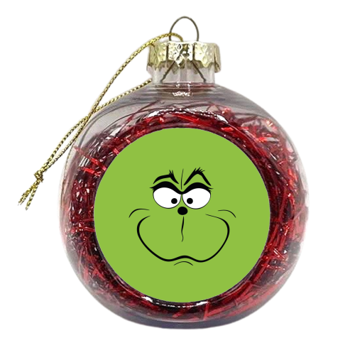 Christmas Grinch Face - xmas bauble by Yay Days