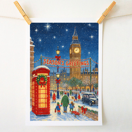 Christmas in London - A1 - A4 art print by Ms Doodle