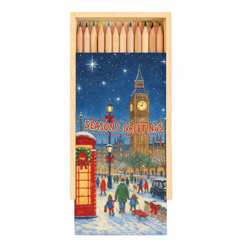 Christmas in London - Coloured Pencils with Box by Ms Doodle