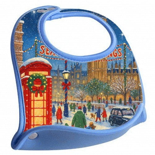 Christmas in London - feeding bib by Ms Doodle